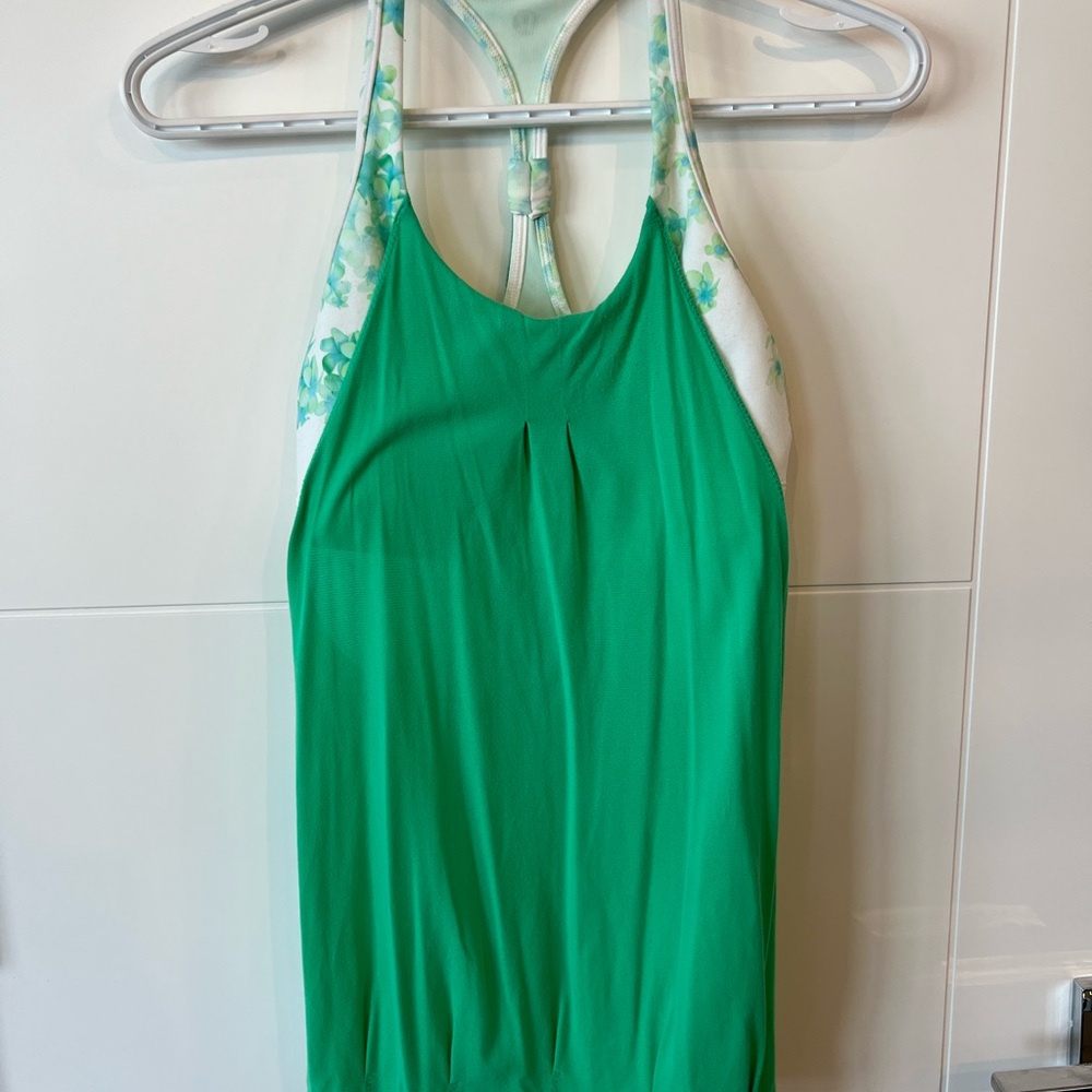 Lululemon Green Floral Tank Top